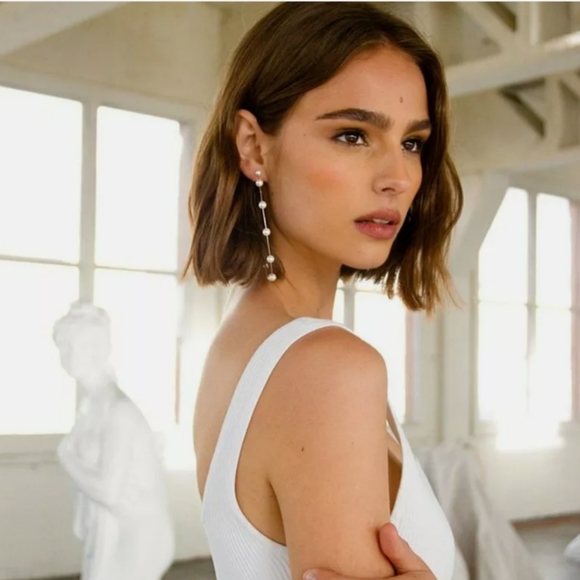 Woman's 925 silver with faux pearl earrings - Picture 5 of 5